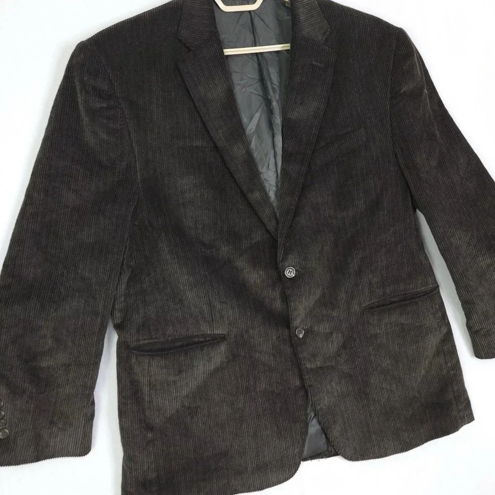 Chaps Ralph Lauren Sport Coat Mens 44R Brown Herringbone Corduroy Blazer Cotton